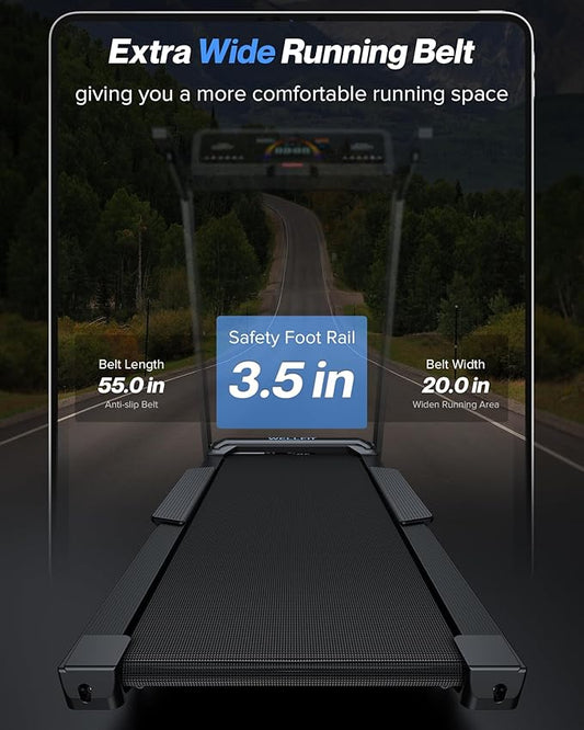 Auto Incline Treadmill, 12% Incline Heavyduty Treadmill with Pulse Sensor, 4.5HP, 10 MPH, 500 lbs Capacity, 20'' x 55'' Running Area Treadmills with Bluetooth Player & LED Display