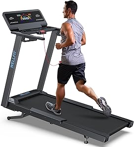 Auto Incline Treadmill, 12% Incline Heavyduty Treadmill with Pulse Sensor, 4.5HP, 10 MPH, 500 lbs Capacity, 20'' x 55'' Running Area Treadmills with Bluetooth Player & LED Display